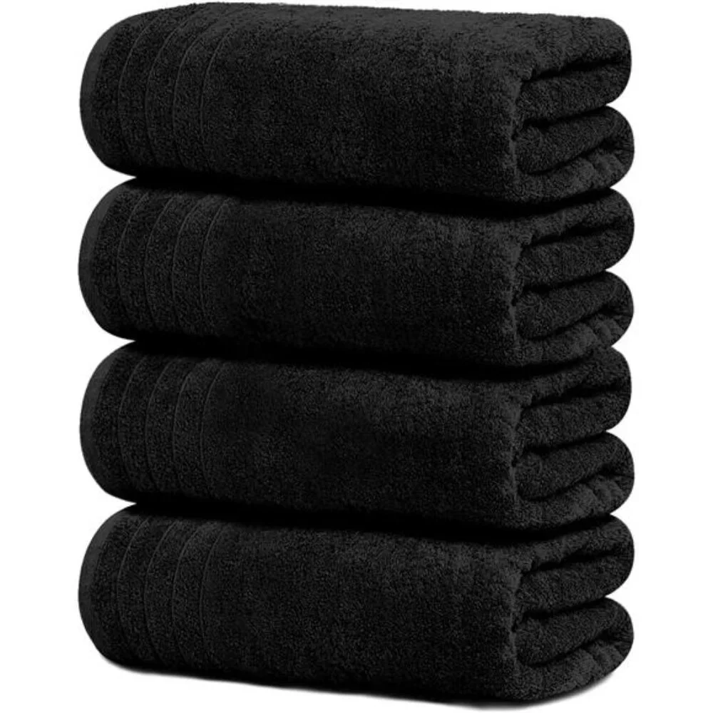 New Pack of 4 Extra Large Bath Towels 30 x 60 Inches, 100% Cotton,